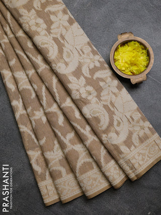 Linen cotton saree sandal with allover jamdhani weaves