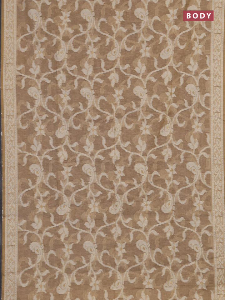 Linen cotton saree sandal with allover jamdhani weaves