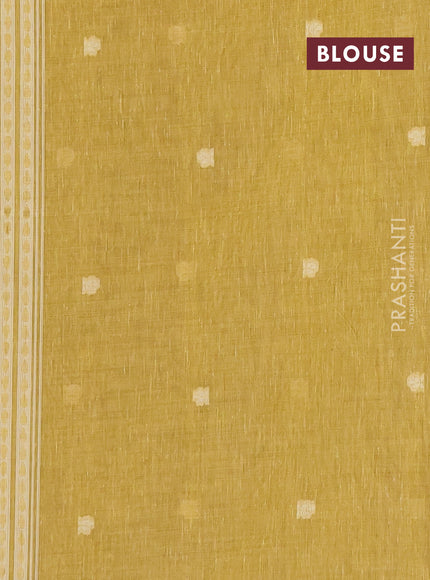 Linen cotton saree mustard yellow with allover jamdhani weaves