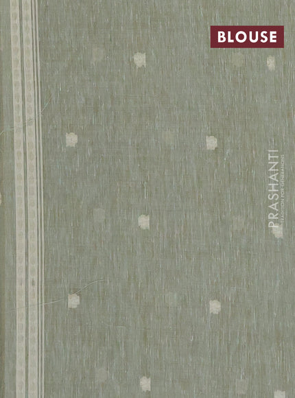 Linen cotton saree pastel green shade with allover jamdhani weaves