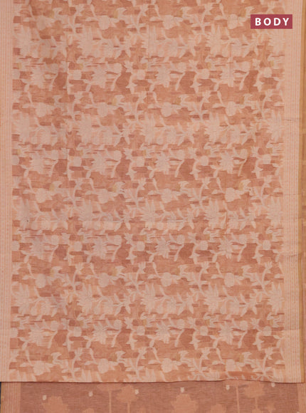 Linen cotton saree peach shade with allover jamdhani weaves