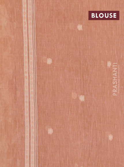 Linen cotton saree peach shade with allover jamdhani weaves