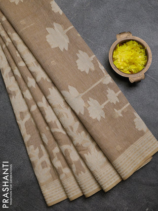 Linen cotton saree sandal with allover jamdhani weaves