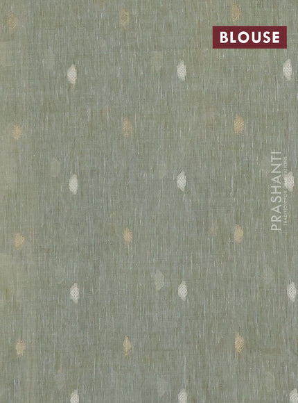 Linen cotton saree pastel green shade with allover jamdhani weaves