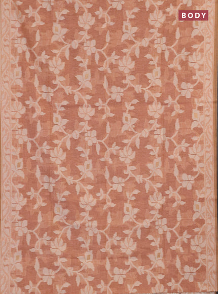 Linen cotton saree peach shade with allover jamdhani weaves