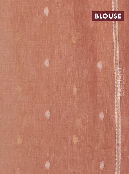 Linen cotton saree peach shade with allover jamdhani weaves