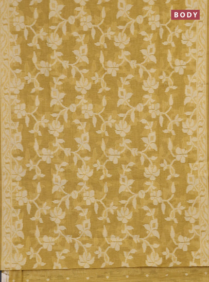 Linen cotton saree mustard yellow with allover jamdhani weaves