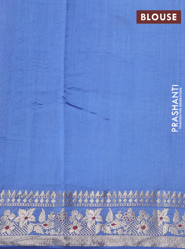 Chiniya silk saree navy blue and blue with floral zari woven buttas and zari woven border