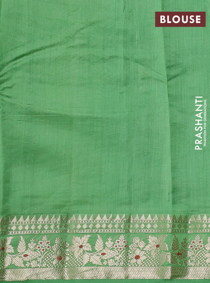 Chiniya silk saree green and light green with floral zari woven buttas and zari woven border