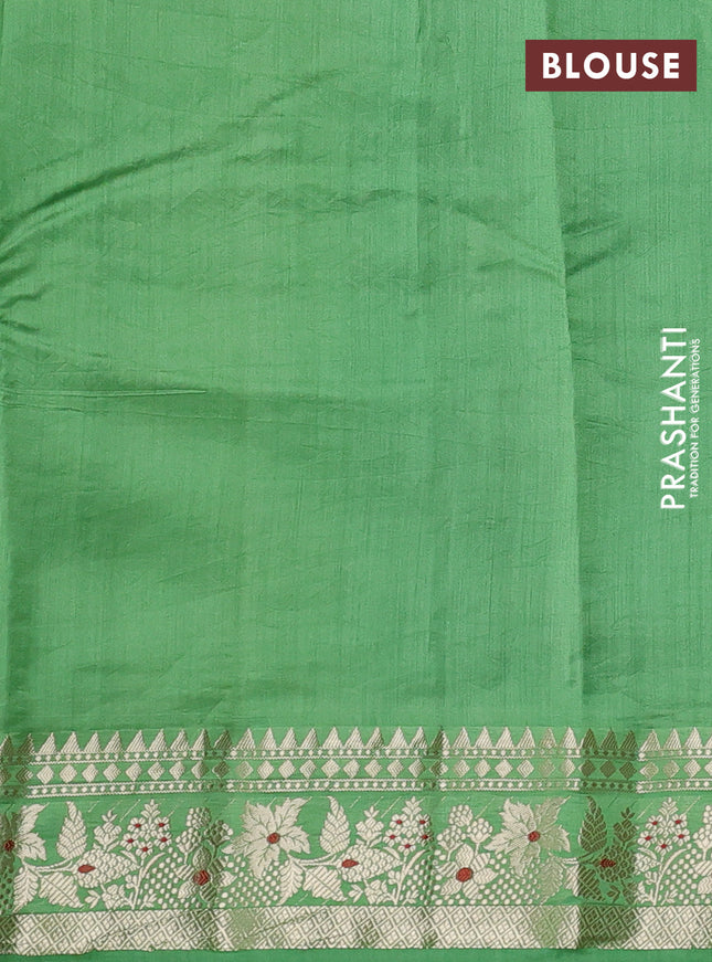 Chiniya silk saree green and light green with floral zari woven buttas and zari woven border
