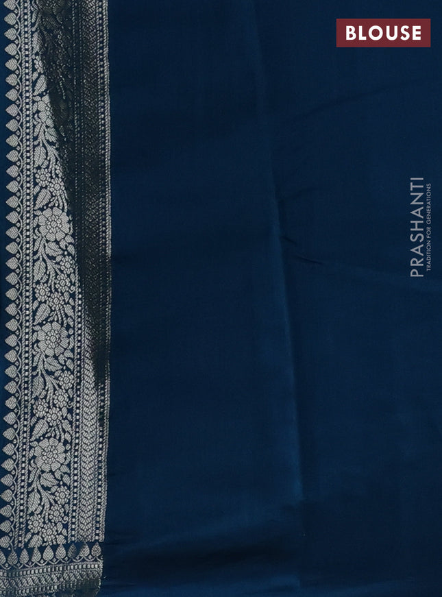 Chiniya silk saree teal blue shade and peacock blue with allover zari weaves and zari woven border