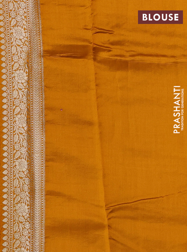 Chiniya silk saree mustard shade and dark mustard with allover zari weaves and zari woven border