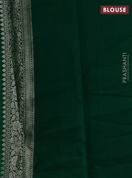Chiniya silk saree pastel green and dark green with allover zari weaves and zari woven border