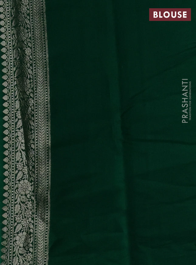 Chiniya silk saree pastel green and dark green with allover zari weaves and zari woven border