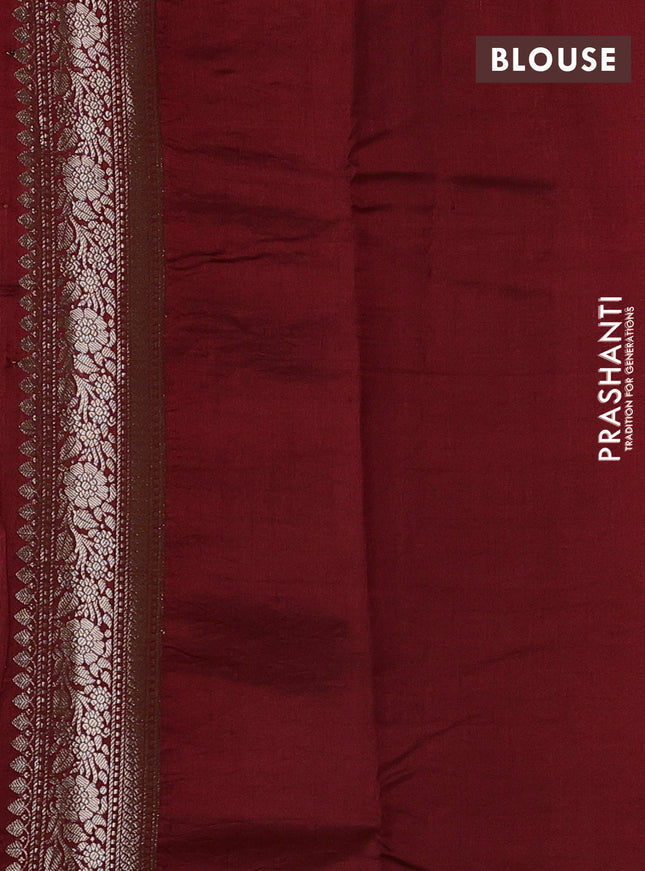 Chiniya silk saree peach and maroon with allover zari weaves and zari woven border