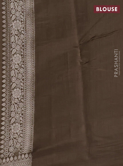 Chiniya silk saree sandal and pastel brown with allover zari weaves and zari woven border