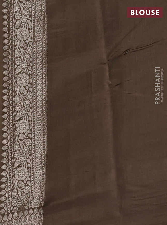 Chiniya silk saree sandal and pastel brown with allover zari weaves and zari woven border
