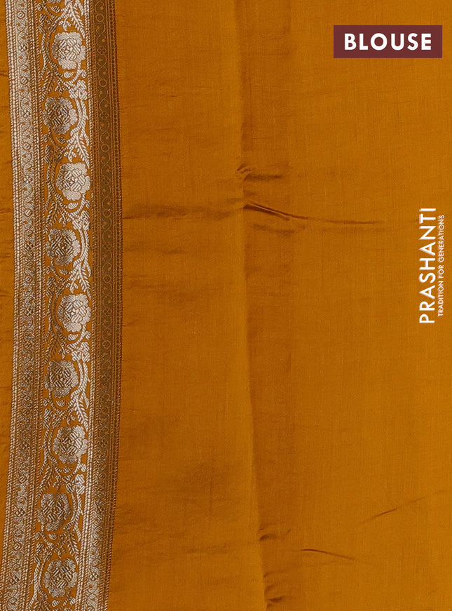 Chiniya silk saree mustard shade and dark mustard with allover floral zari weaves and zari woven border