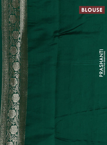 Chiniya silk saree pastel green and dark green with allover floral zari weaves and zari woven border