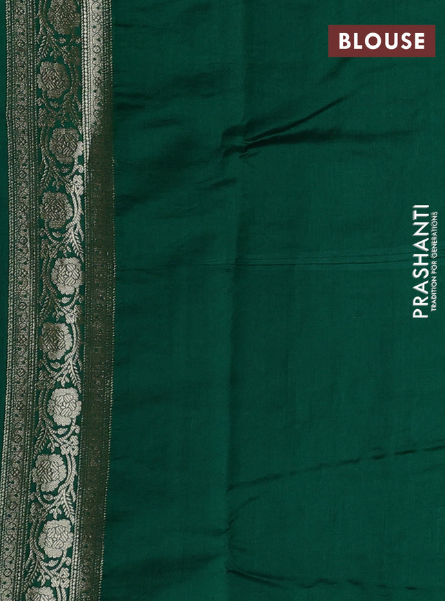 Chiniya silk saree pastel green and dark green with allover floral zari weaves and zari woven border