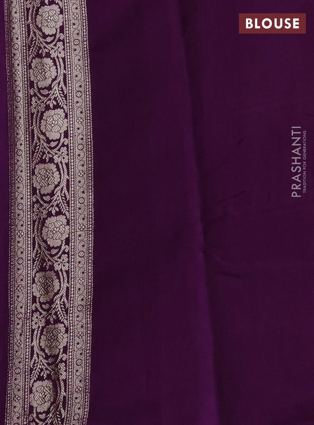 Chiniya silk saree mild purple and purple with allover floral zari weaves and zari woven border