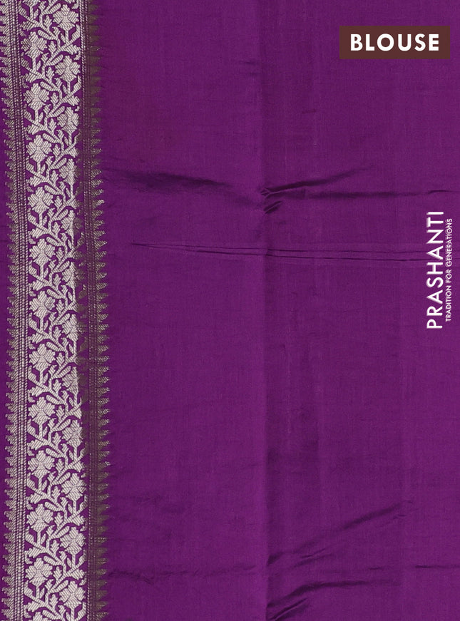 Chiniya silk saree pastel blue and purple with allover zari weaves and zari woven border