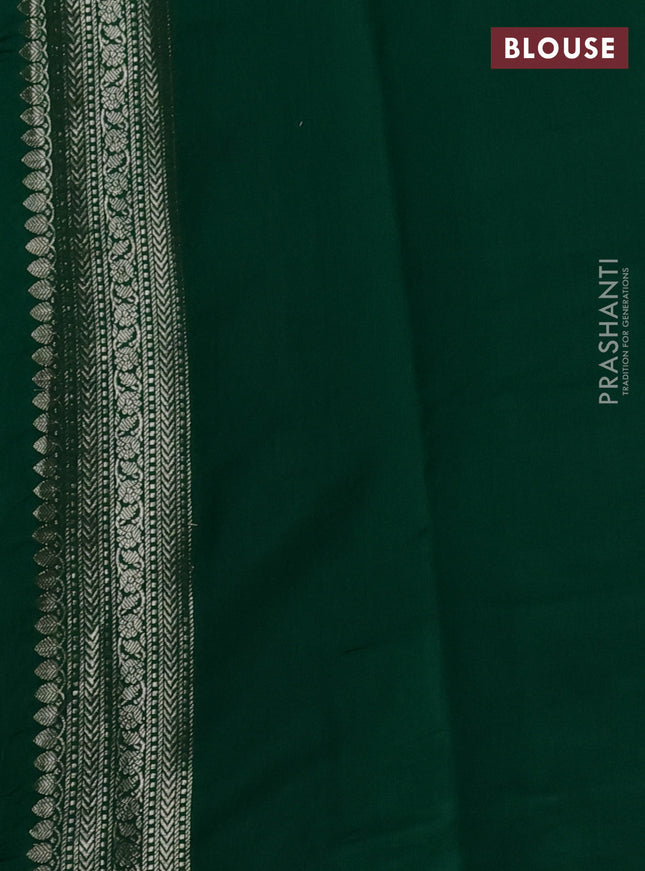 Chiniya silk saree pastel green and dark green with allover zari weaves and zari woven border