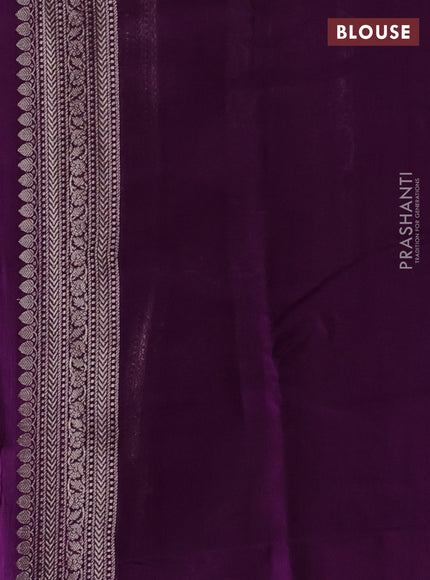 Chiniya silk saree mild purple and purple with allover zari weaves and zari woven border