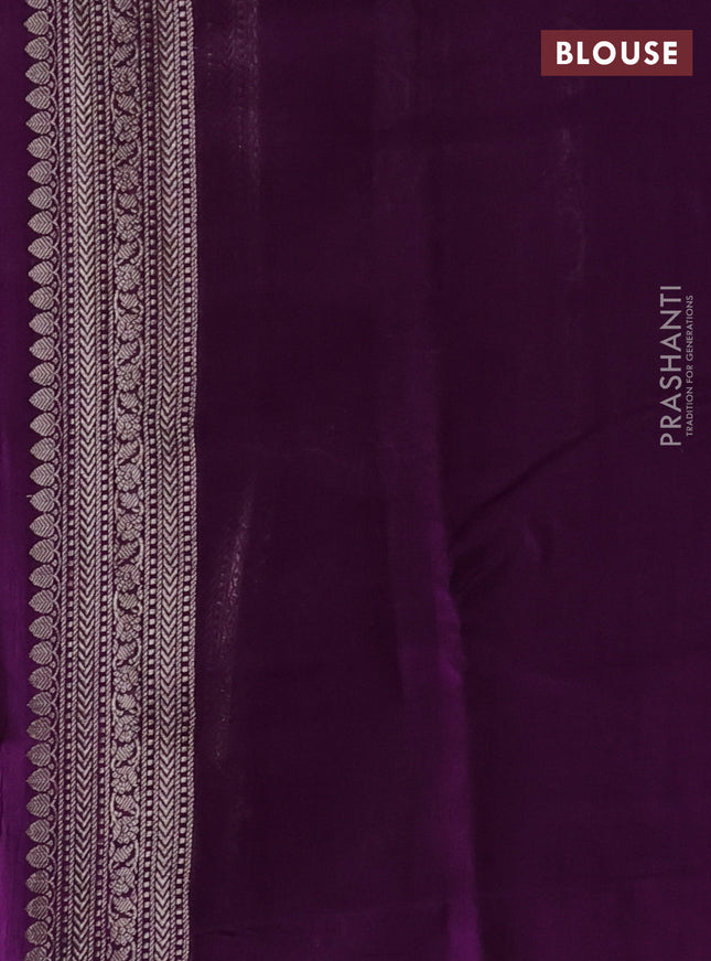 Chiniya silk saree mild purple and purple with allover zari weaves and zari woven border