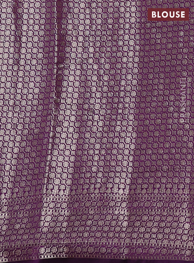 Chiniya silk saree mild purple and purple with allover floral zari weaves and zari woven border