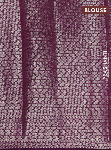 Chiniya silk saree bluish grey and purple with allover floral zari weaves and zari woven border