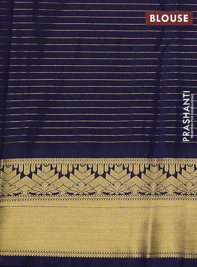 Semi kanchipuram silk saree pink and navy blue with allover zari weaves & buttas and rich zari woven korvai border