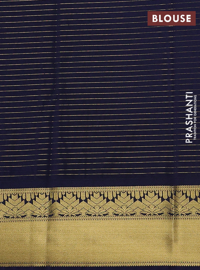 Semi kanchipuram silk saree green and blue with allover zari weaves & buttas and rich zari woven korvai border