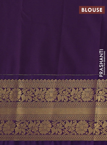 Semi kanchipuram silk saree red and purple with allover zari checks & buttas and rettapet zari woven korvai border