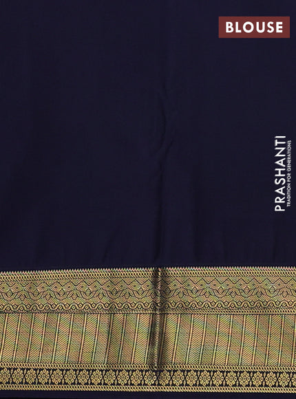 Semi kanchipuram silk saree magenta pink and navy blue with allover zari weaves & buttas and zari woven korvai border