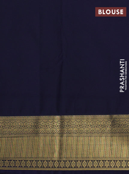 Semi kanchipuram silk saree magenta pink and navy blue with allover zari weaves & buttas and zari woven korvai border