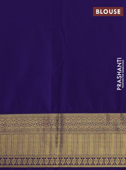 Semi kanchipuram silk saree green and navy blue with allover zari weaves & buttas and zari woven korvai border