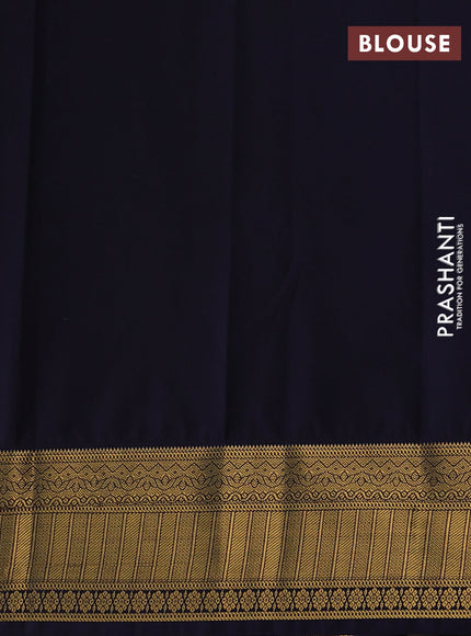 Semi kanchipuram silk saree lime green and navy blue with allover zari weaves & buttas and zari woven korvai border