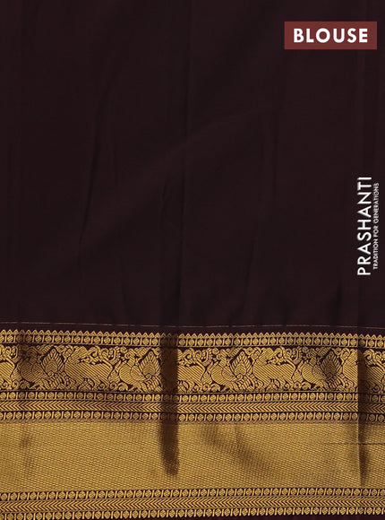 Semi kanchipuram silk saree pink and wine shade with zari woven buttas and rich zari woven border