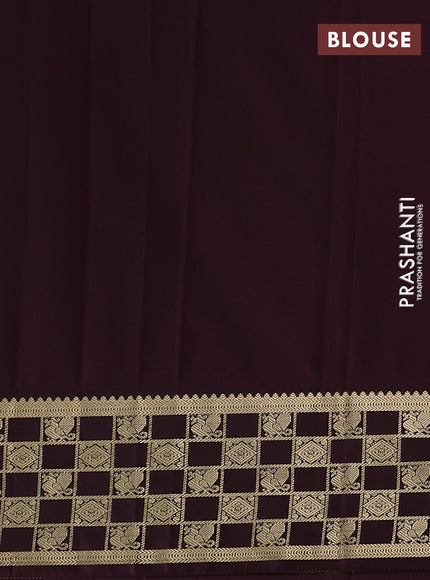 Semi kanchipuram silk saree rustic orange and wine shade with zari woven buttas and zari woven korvai border