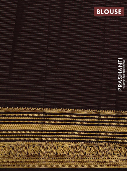 Semi kanchipuram silk saree rustic orange and coffee brown with allover zari checks & buttas and zari woven korvai border