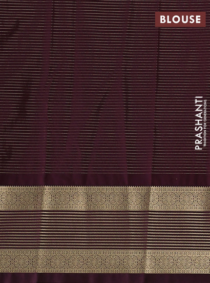 Semi kanchipuram silk saree rust shade and wine shade with allover zari weaves & buttas and temple design rettapet zari woven border