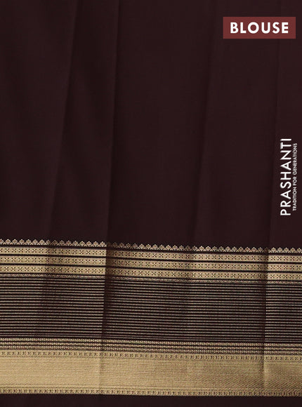 Semi kanchipuram silk saree rust shade and coffee brown with zari woven buttas and zari woven border
