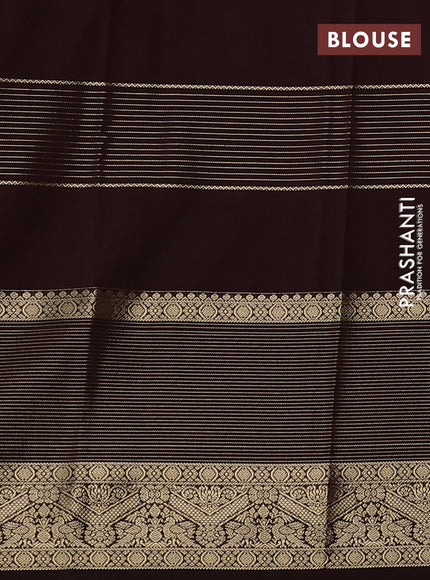 Semi kanchipuram silk saree rustic orange and coffee brown with allover zari weaves & buttas and long zari woven border