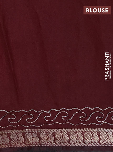 Semi maheshwari cotton saree mauve pink and deep maroon with allover pichwai embroidery work and zari woven border
