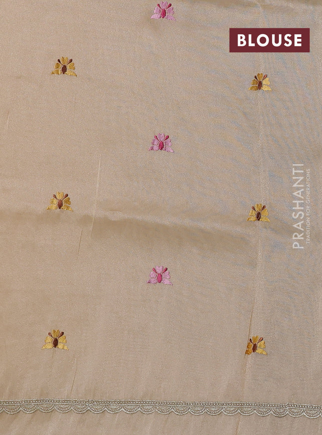 Tissue organza saree cream with allover pichwai embroidery work