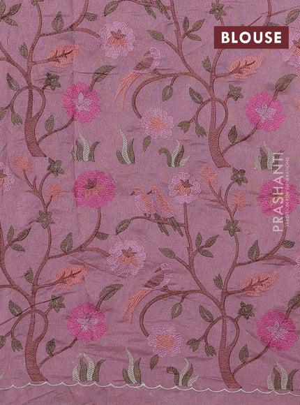 Tissue organza saree pastel pink with plain body and embroidery border