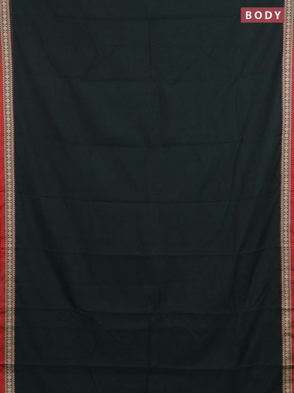 Narayanpet cotton saree bottle green and rust shade with plain body and thread woven butta border