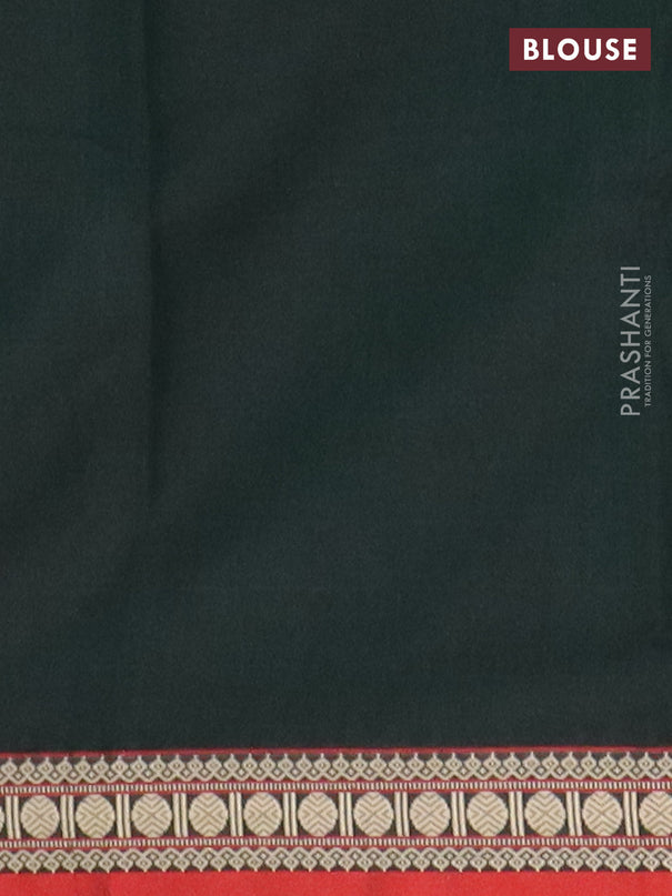 Narayanpet cotton saree bottle green and rust shade with plain body and thread woven butta border