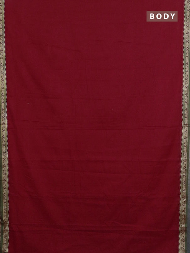 Narayanpet cotton saree red and light green with plain body and thread woven border
